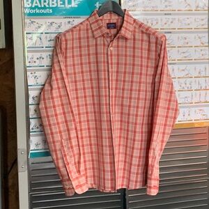 UNTUCKIT - Mens L Red. Orange. Cream. Plaid. Button down. Monterosso. Reg fit.